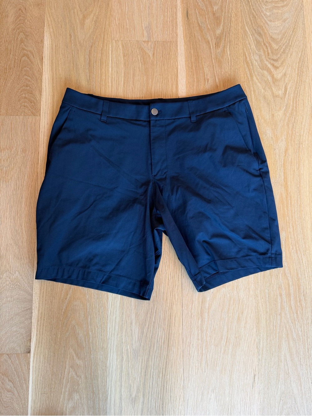 Lulu Lemon ABC Classic-Fit Warpstreme 9” Shorts Navy Blue 36